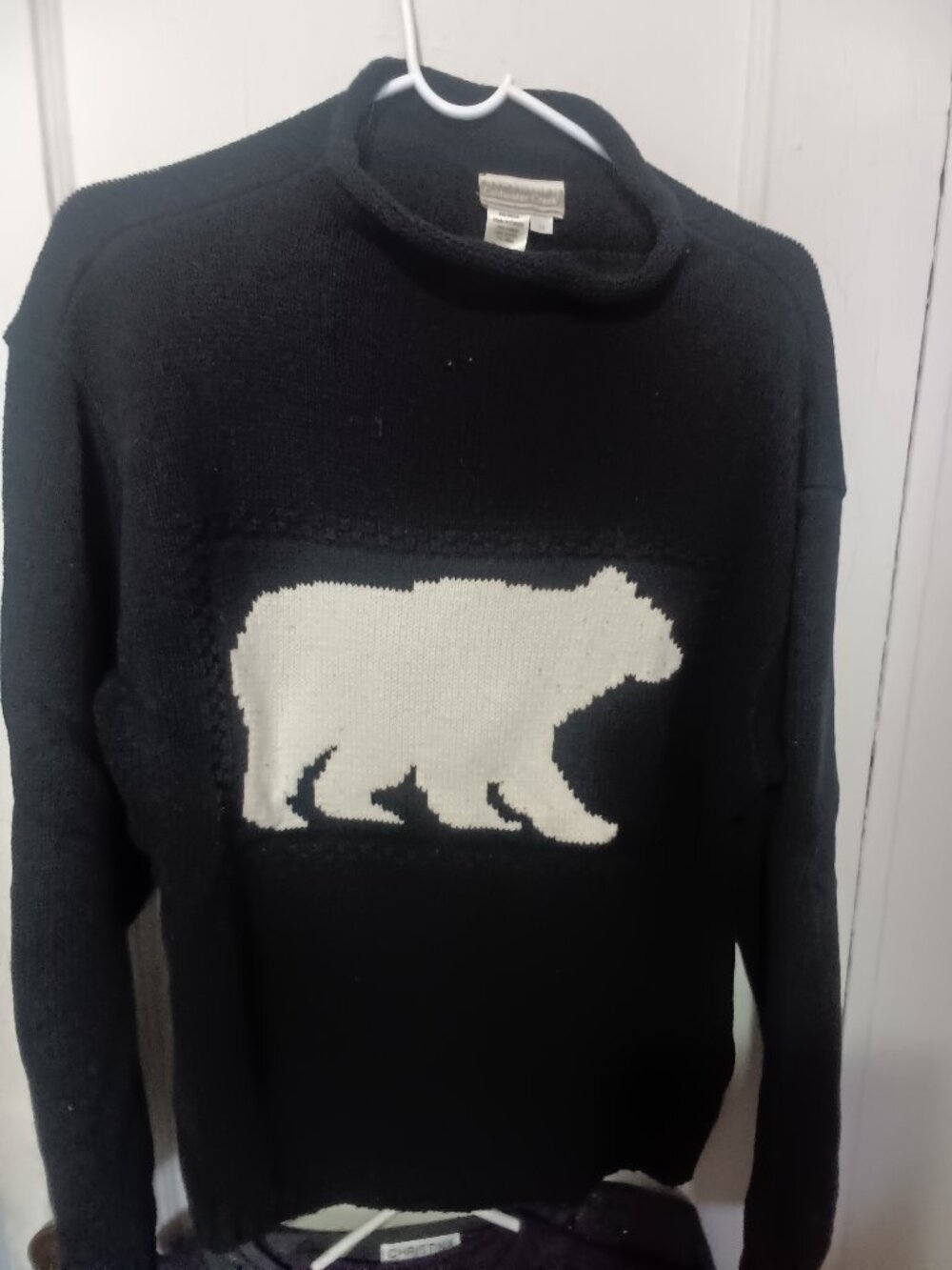 Vintage Coldwater Creek Black Sweater with Polar Bear. Size med